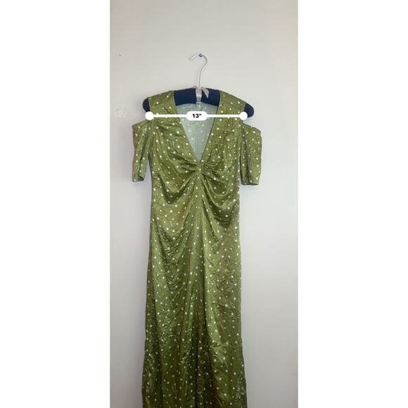 GANNI GREEN LONG POLKA DOT DRESS size  34 (US XS) - Picture 5 of 11